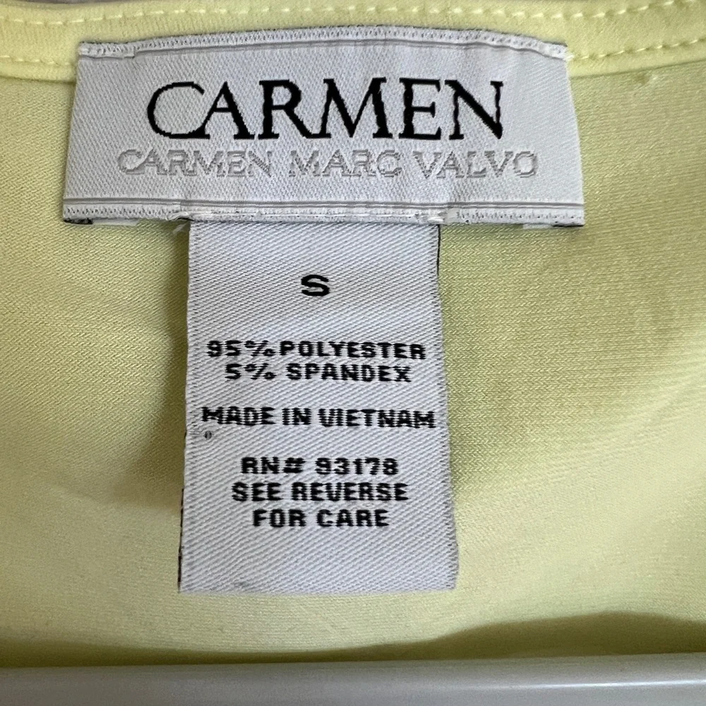 Carmen Marc Valvo Light Yellow Drape Neck Blouse - Picture 2 of 4